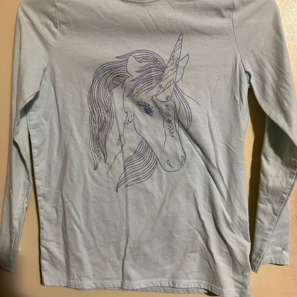 Cat & Jack Light Blue Unicorn Long Sleeve Tee